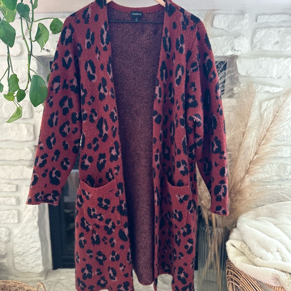 Torrid red leopard cardigan